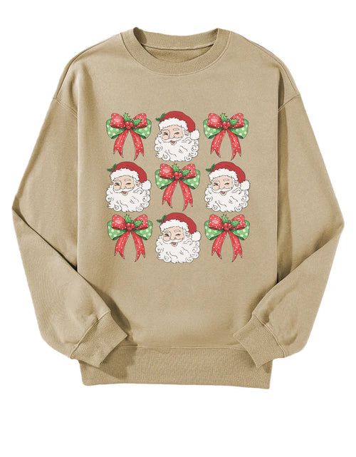 Load image into Gallery viewer, Santa Graphic Round Neck Long Sleeve Sweatshirt
