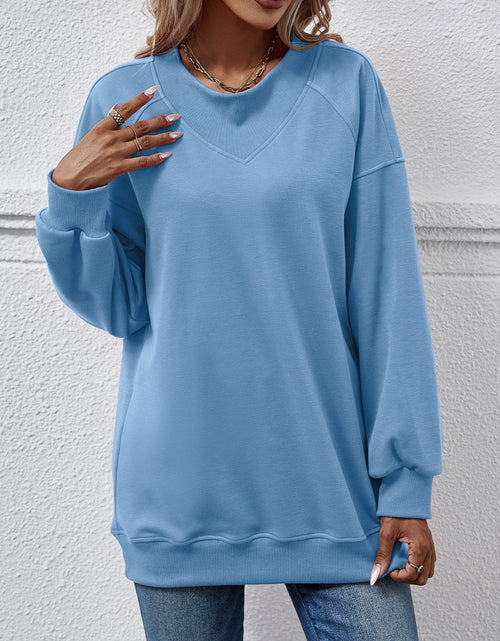 Load image into Gallery viewer, Round Neck Drop Shoulder Long Sleeve Sweatshirt

