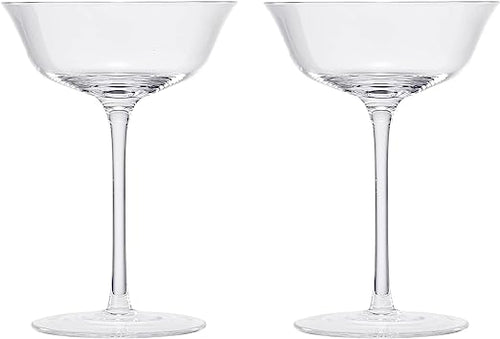 Load image into Gallery viewer, Vintage Crystal Coupe Glasses, Set of 2, Clear Radiance - Champagne, Martini, Cocktails - Hand Blown Classy Glass -Timeless Art Deco Design - Durable Sparkling Cocktail Barware, Home Bar (8 OZ) by The Wine Savant
