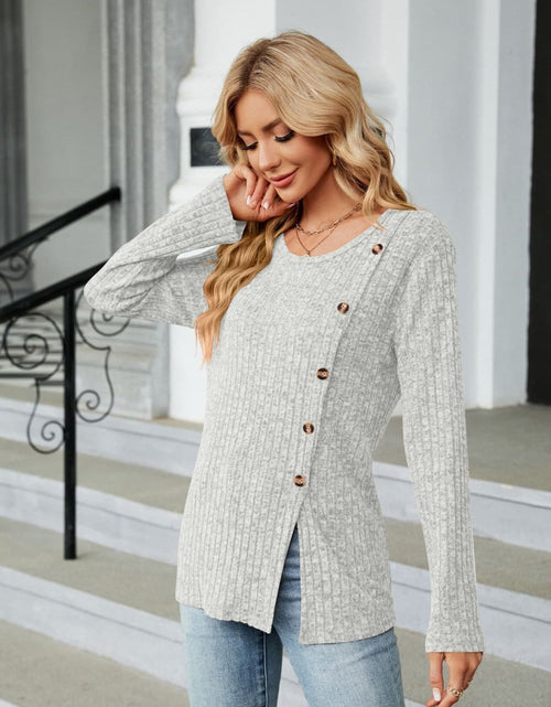 Load image into Gallery viewer, Buttoned Long Sleeve Slit Top

