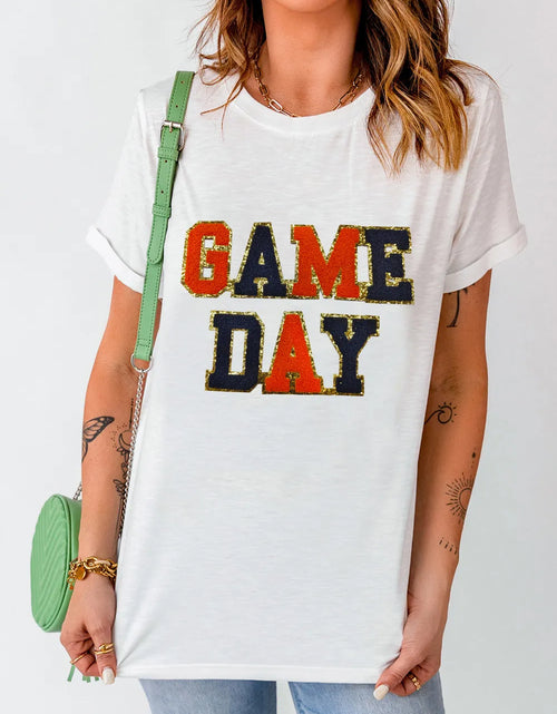 Load image into Gallery viewer, GAME DAY Round Neck Short Sleeve T-Shirt
