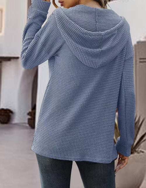 Load image into Gallery viewer, Half Button Up Drawstring Hoodie
