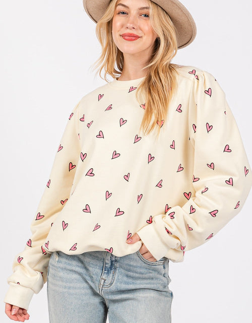 Load image into Gallery viewer, SAGE + FIG Heart Printed Contrast Long Sleeve Sweatshirt
