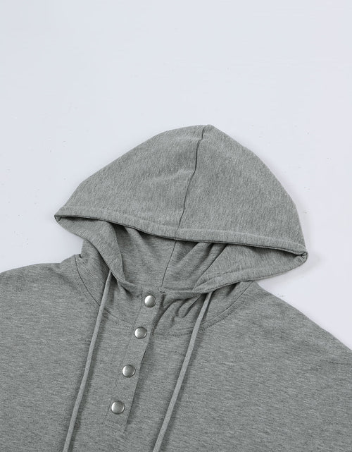 Load image into Gallery viewer, Drawstring Quarter Snap Cap Sleeve Hoodie

