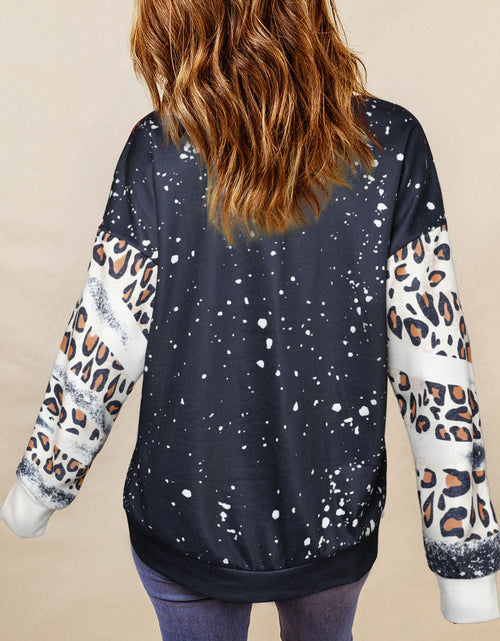 Load image into Gallery viewer, Leopard Round Neck Long Sleeve Sweatshirt
