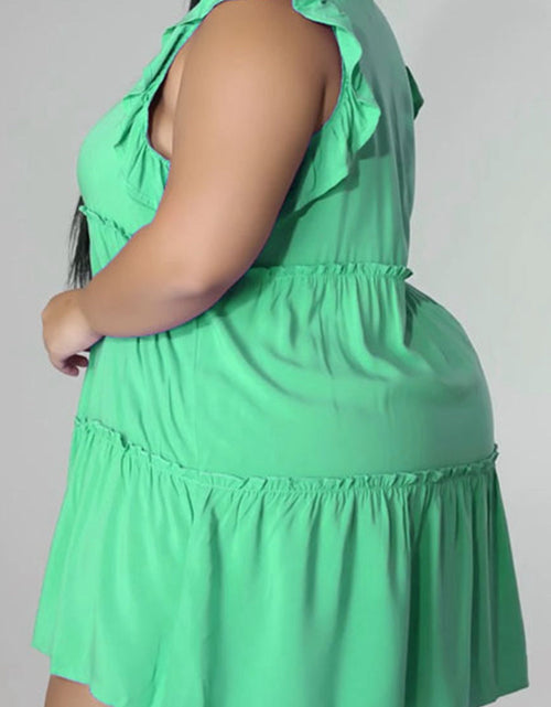 Load image into Gallery viewer, Plus Size V-Neck Frill Trim Mini Dress
