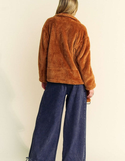 Load image into Gallery viewer, Davi &amp; Dani Fuzzy Zip Up Collared Neck Jacket
