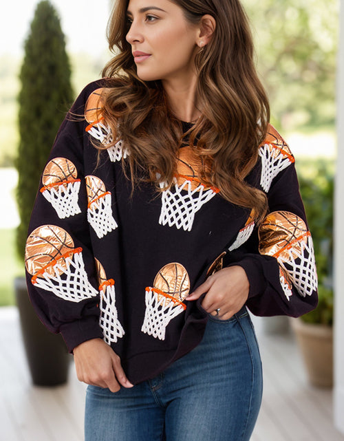 Load image into Gallery viewer, Basketball Round Neck Long Sleeve Sweatshirt
