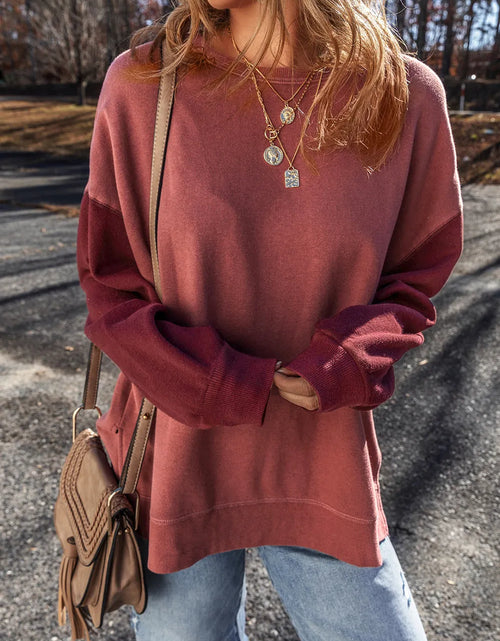 Load image into Gallery viewer, Contrast Round Neck Long Sleeve Sweatshirt
