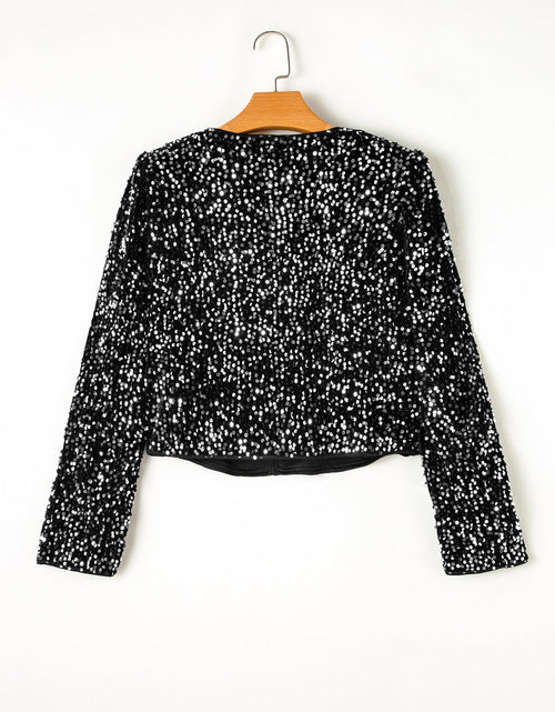 Load image into Gallery viewer, Sequin Open Front Long Sleeve Jacket
