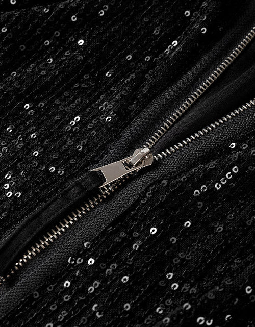 Load image into Gallery viewer, Sequin Zip Up Long Sleeve Jacket
