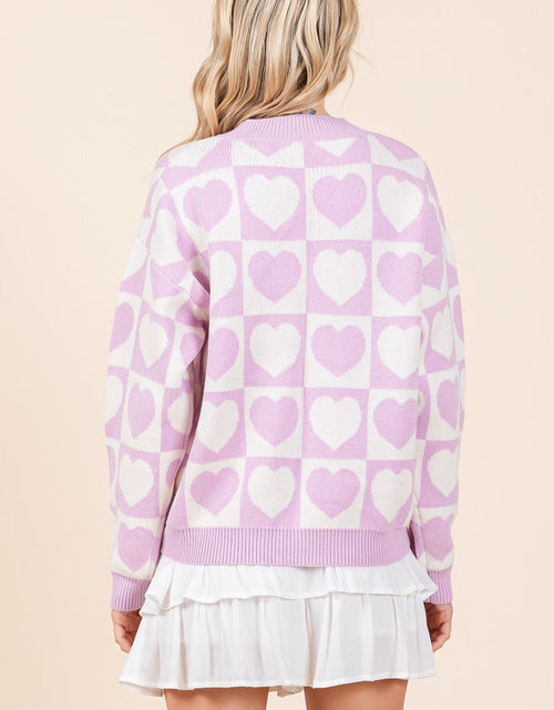 Load image into Gallery viewer, Mittoshop Checkered Heart Button Down Cardigan
