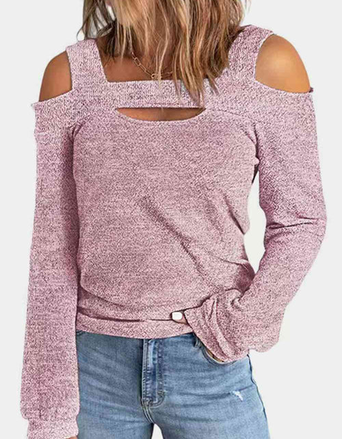 Load image into Gallery viewer, Full Size Cutout Cold Shoulder Blouse
