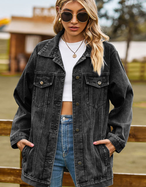 Load image into Gallery viewer, Buttoned Collared Neck Denim Jacket with Pockets

