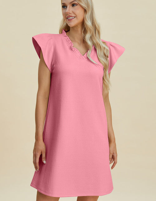 Load image into Gallery viewer, Double Take Full Size Ruffled V-Neck Cap Sleeve Dress

