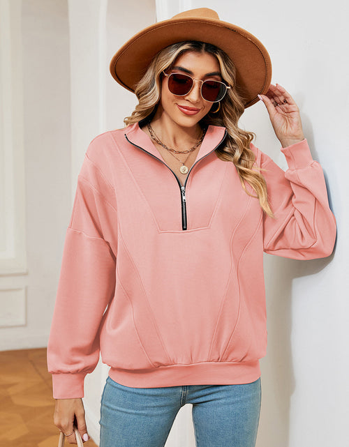 Load image into Gallery viewer, Half-Zip Dropped Shoulder Sweatshirt
