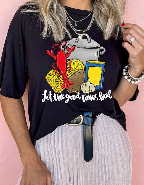 Load image into Gallery viewer, Graphic Round Neck Short Sleeve T-Shirt
