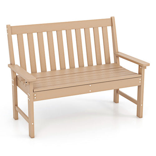 Load image into Gallery viewer, 52 Inch All-Weather HDPE Outdoor Bench with Backrest and Armrests-Teak
