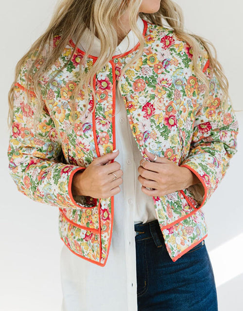 Load image into Gallery viewer, Floral Button Up Long Sleeve Winter Coat
