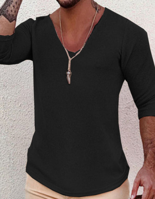 Load image into Gallery viewer, Men's Full Size V-Neck Long Sleeve T-Shirt Plus Size
