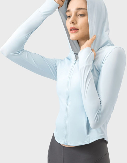 Load image into Gallery viewer, Millennia Pocketed Zip Up Hooded Long Sleeve Active Outerwear
