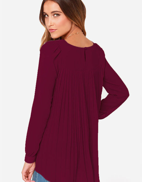 Load image into Gallery viewer, Ivy Lane Full Size Round Neck Back Pleated Blouse
