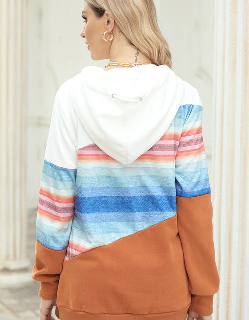 Load image into Gallery viewer, Drawstring Color Block Hoodie with Pockets
