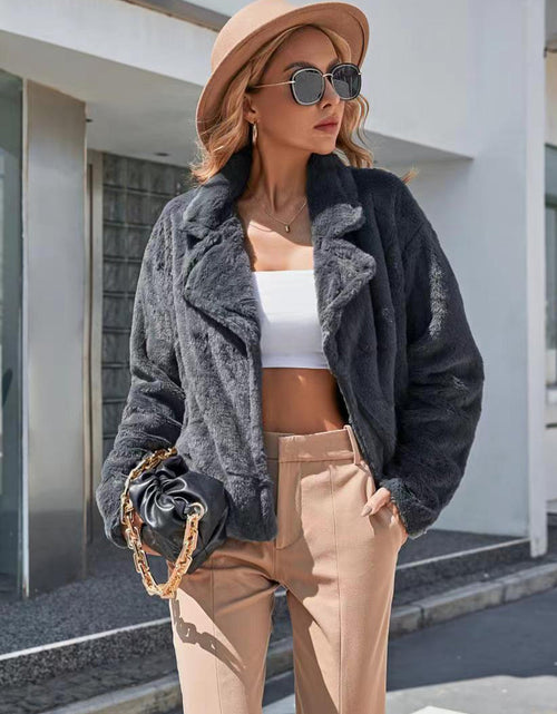 Load image into Gallery viewer, Ivy Lane Plush Open Front Dropped Shoulder Jacket
