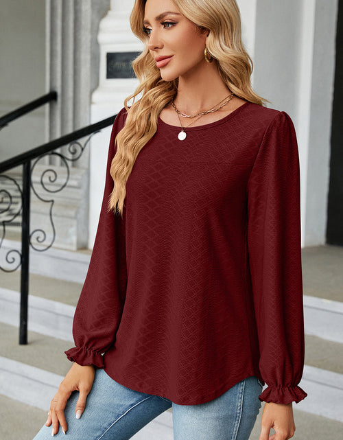 Load image into Gallery viewer, Round Neck Flounce Sleeve T-Shirt
