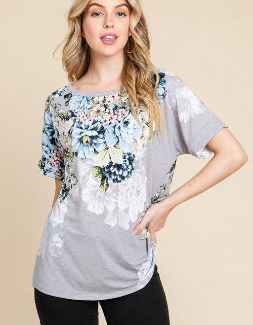Load image into Gallery viewer, BOMBOM Floral Round Neck Short Sleeve T-Shirt
