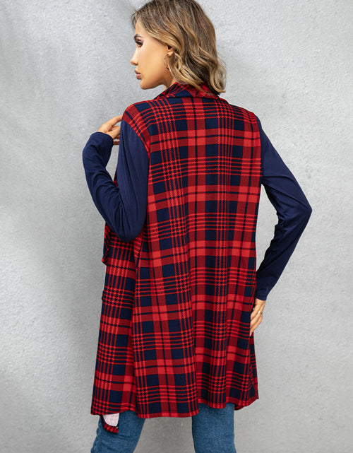 Load image into Gallery viewer, Shiny Plaid Open Front Cardigan
