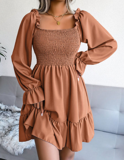 Load image into Gallery viewer, Smocked Flounce Sleeve Square Neck Dress
