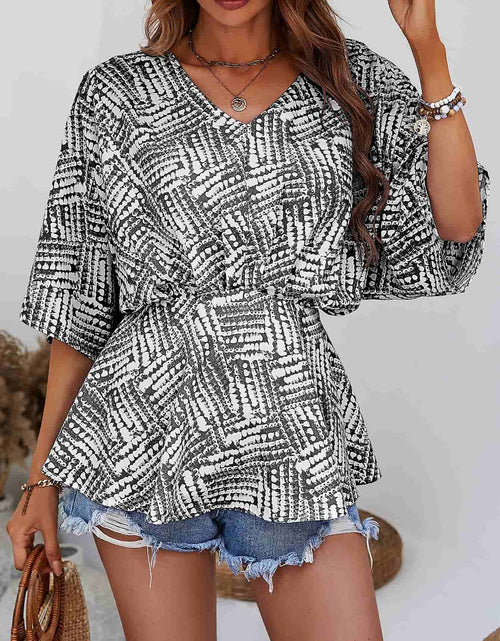 Load image into Gallery viewer, Printed V-Neck Dolman Sleeve Blouse
