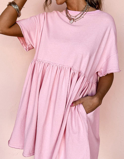 Load image into Gallery viewer, Round Neck Half Sleeve Mini Dress
