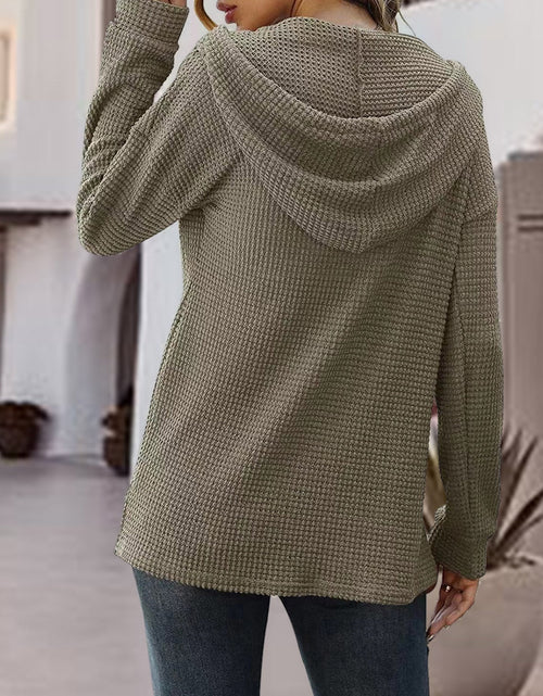Load image into Gallery viewer, Half Button Up Drawstring Hoodie

