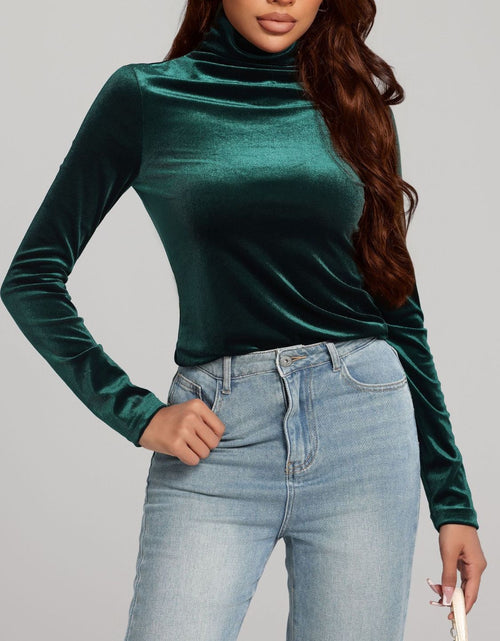 Load image into Gallery viewer, Solid Color Turtleneck Long Sleeve Top
