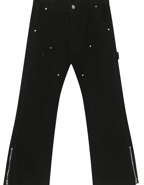 Load image into Gallery viewer, Men's Raw Hem Bootcut Jeans with Zip-Up Sides

