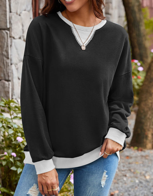 Load image into Gallery viewer, Lovelet Contrast Round Neck Long Sleeve Sweatshirt
