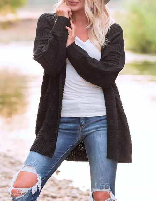 Load image into Gallery viewer, Cable-Knit Open Front Long Sleeve Cardigan
