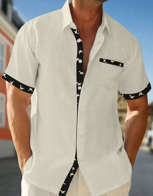 Load image into Gallery viewer, Men's Full Size Contrast Trim Waffle Knit Short Sleeve Shirt Plus Size
