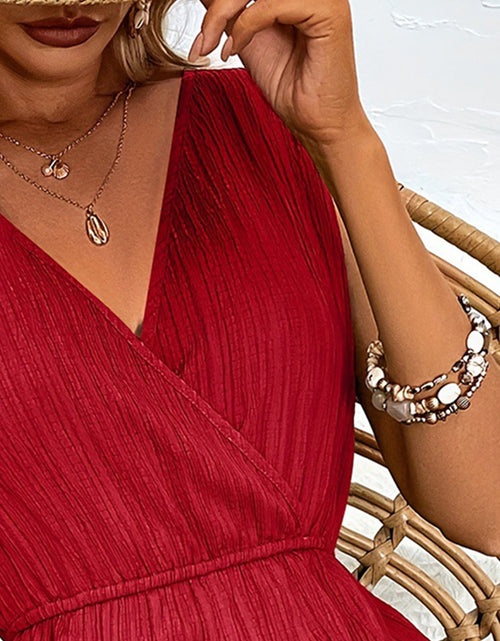 Load image into Gallery viewer, Textured Surplice Sleeveless Romper
