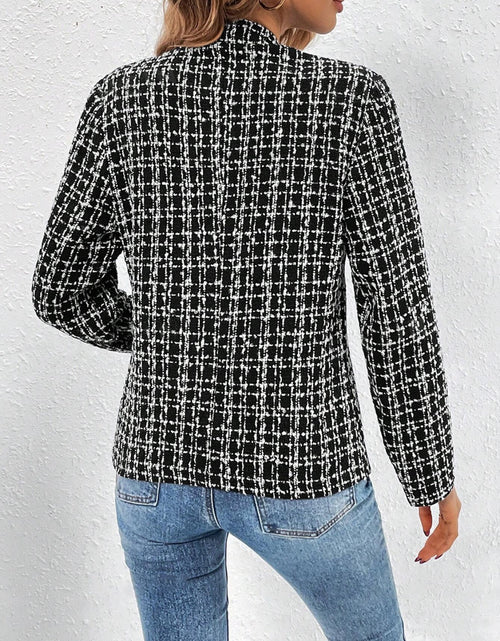 Load image into Gallery viewer, Plaid Open Front Long Sleeve Jacket
