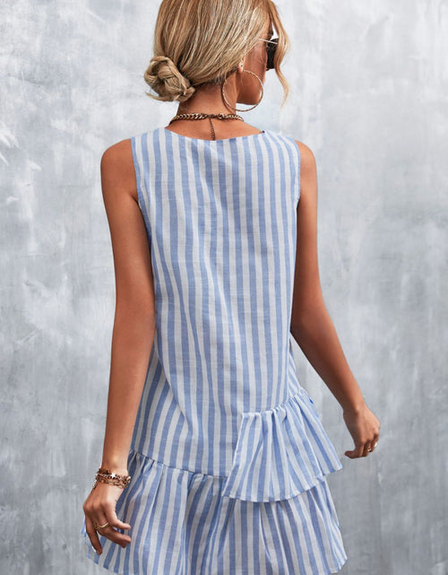 Load image into Gallery viewer, Striped Layered Sleeveless Dress
