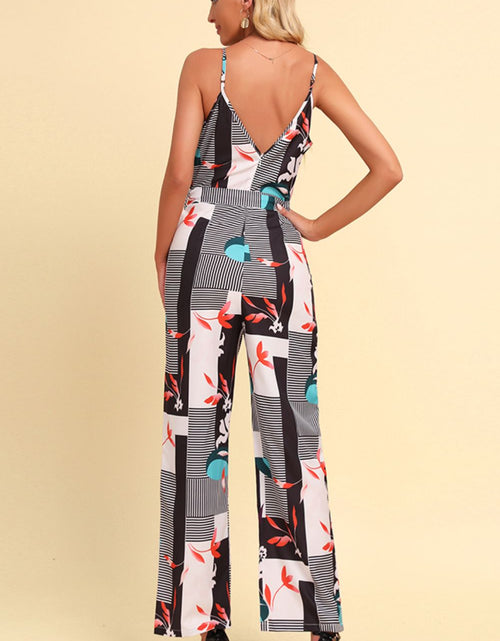 Load image into Gallery viewer, Printed Spaghetti Strap Tied Jumpsuit
