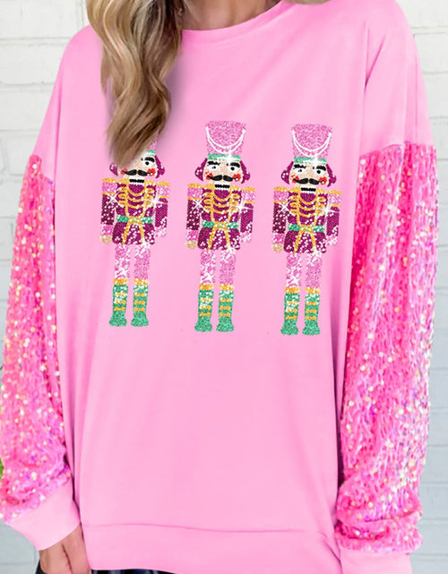 Load image into Gallery viewer, Sequin Nutcracker Dropped Shoulder Sweatshirt
