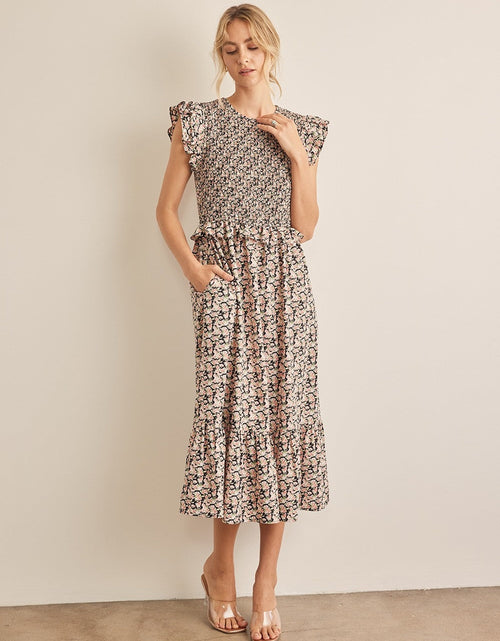 Load image into Gallery viewer, In February Floral Smocked Ruffled Midi Dress
