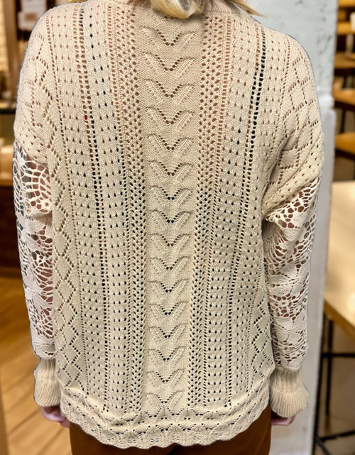 Load image into Gallery viewer, Eyelet Button Up Lantern Sleeve Cardigan
