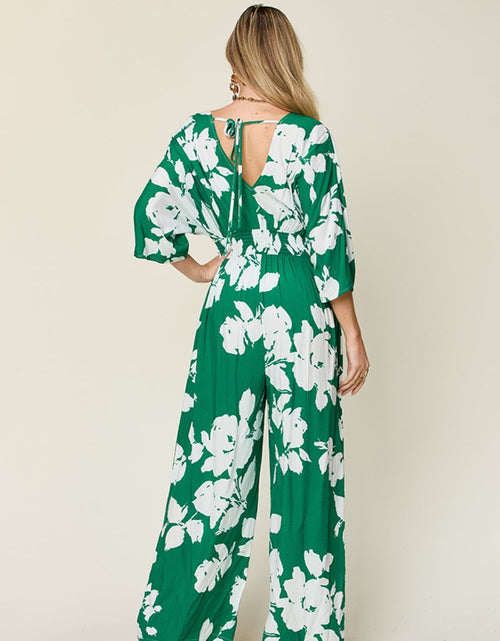 Load image into Gallery viewer, Double Take Full Size Printed Tie Back Wide Leg Jumpsuit
