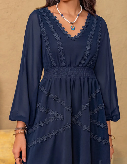Load image into Gallery viewer, Lace Detail V-Neck Balloon Sleeve Mini Dress
