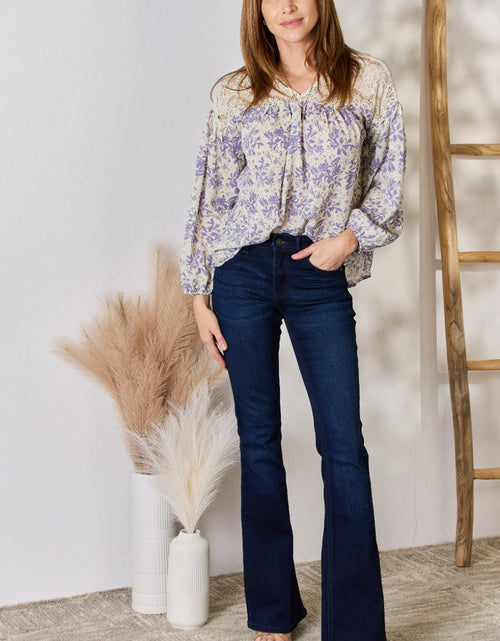 Load image into Gallery viewer, Hailey &amp; Co Full Size Lace Detail Printed Blouse
